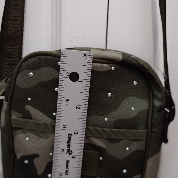PINK Victoria’s Secret Camo Rhinestone Crossbody Bag Green Studded Mini Purse - Picture 6 of 10